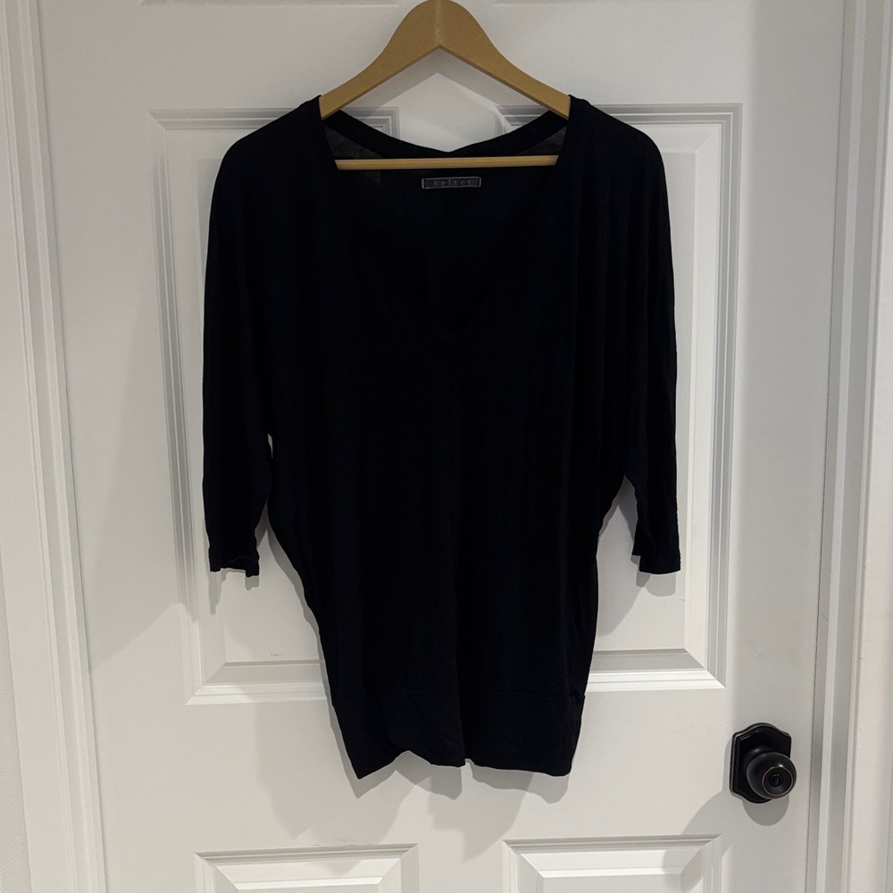 Velvet Black V-Neck Blouse